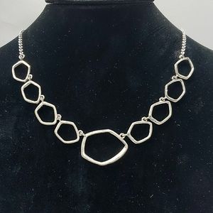 The Sak Womens Cz Open Pendant Collar Necklace Silver Metal 16 Inches